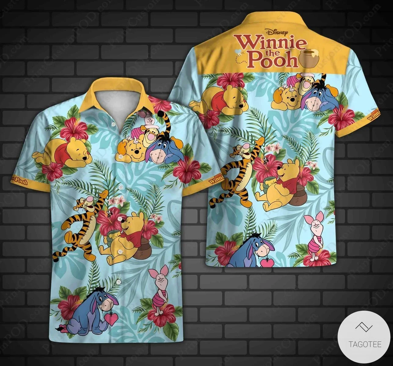 

Winnie The Pooh Shirt Disney Tropical Forest All Over Print 3D Hawaiian Aloha Beach Shirt Disney Winnie The Pooh Hawaiian Shirt