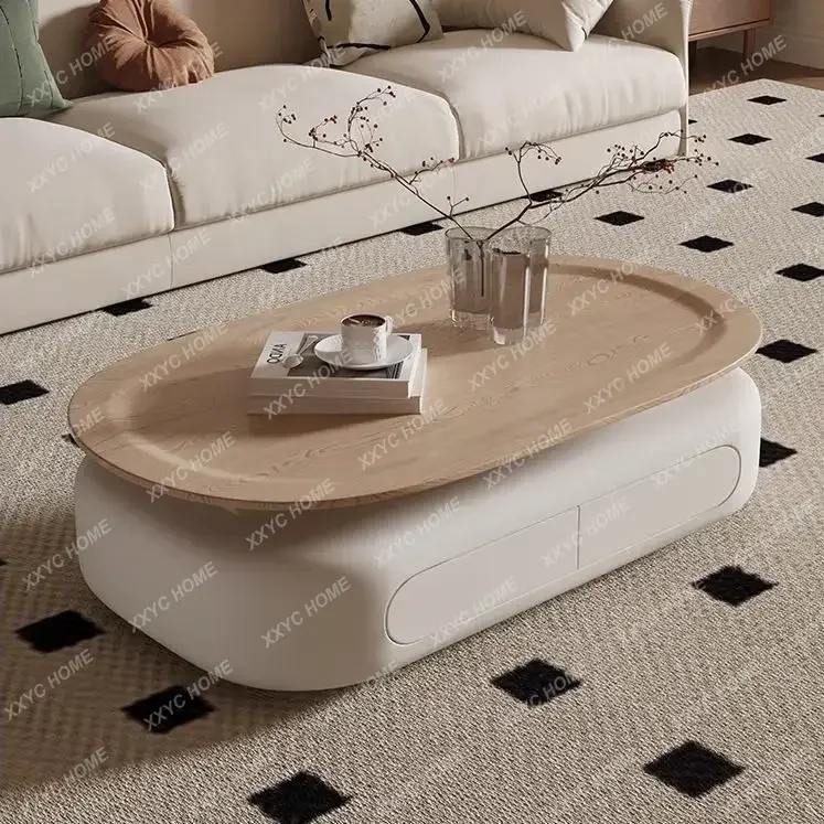 Log color oval coffee table living room home creative small apartment simple