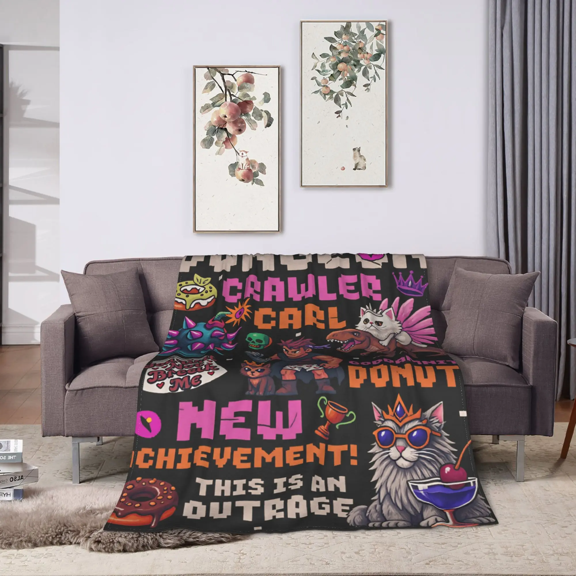 Soft Warm BlanketBoy Girl Airplane Travel Princess Donut and Mongo Throw Blanket Outrage Dungeon Crawler Carl  Bed Cover