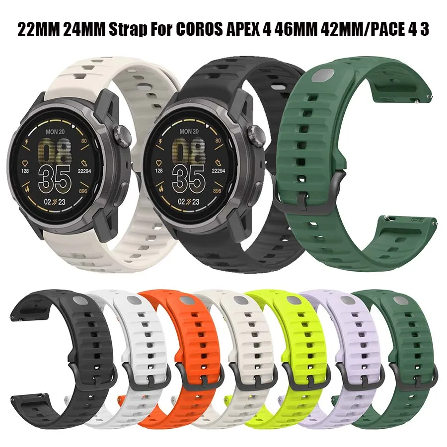 For COROS APEX 4 46mm 42mm Strap Silicone Replacement Wristband Bracelet For COROS Pace 4 3 Pro Smart Watch Band 22mm 24mm