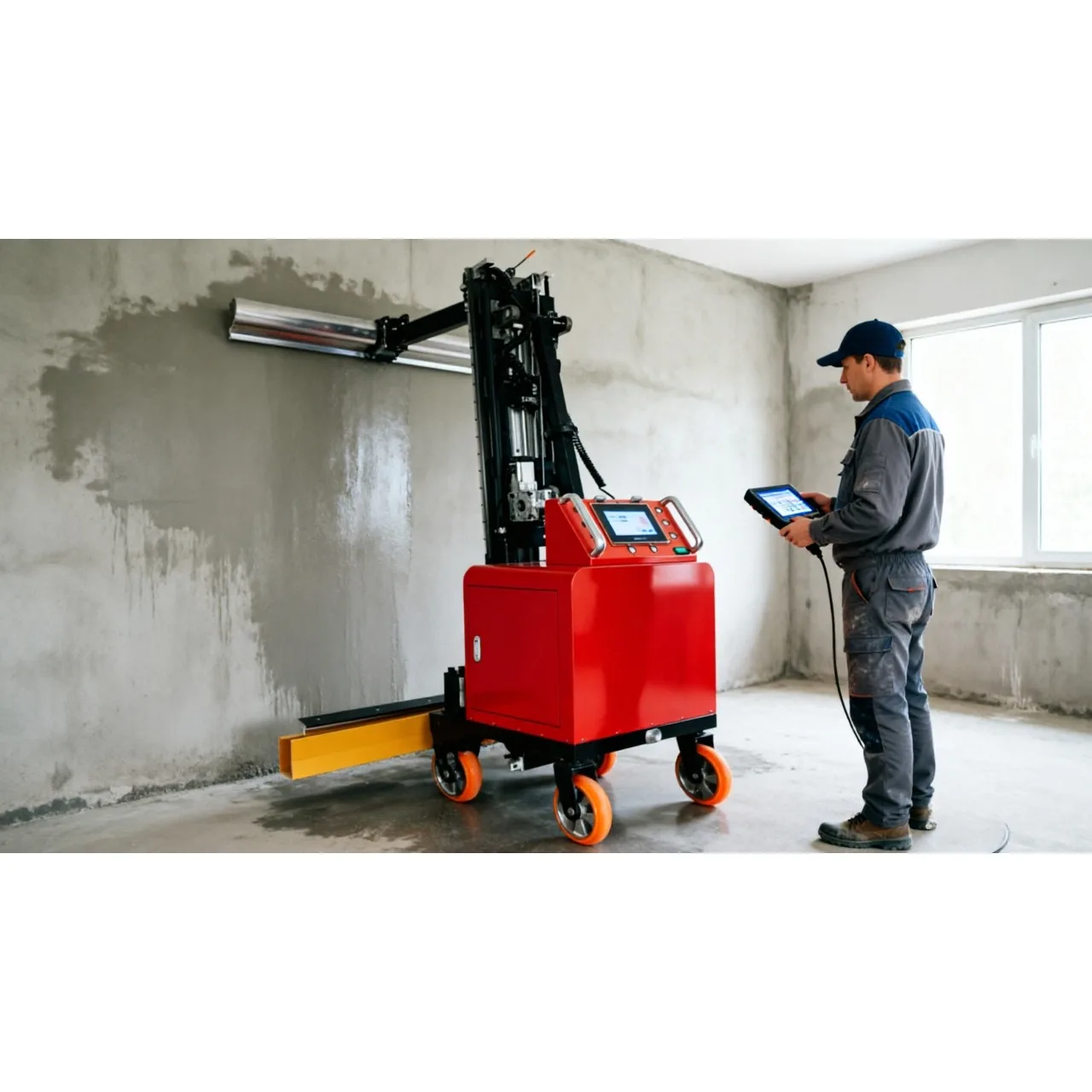 Mini Wall Cement Render Pump Compact Body Adjustable Flow Rate Narrow Interior Space Lime Mortar Plaster Equipment