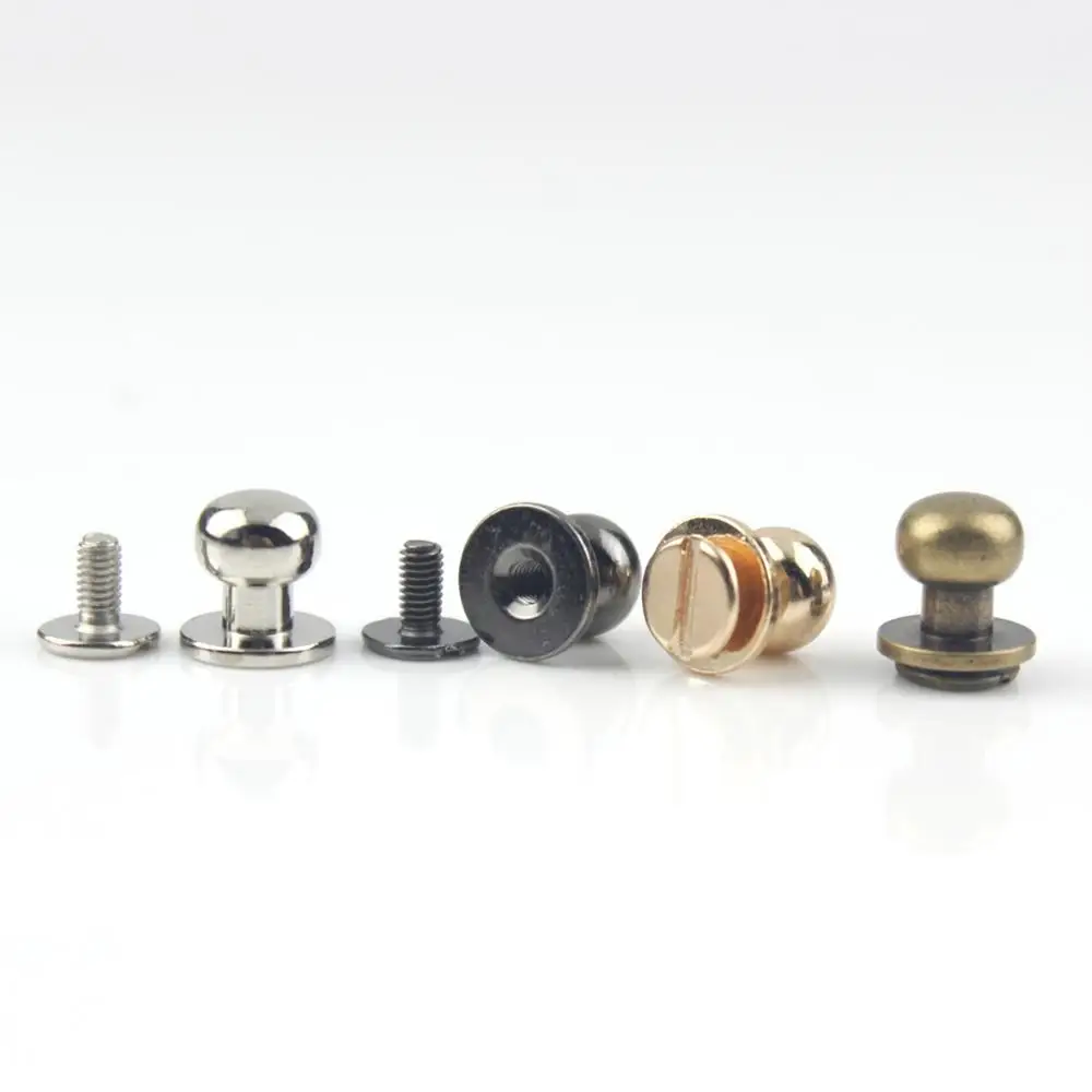 10pcs Sam Brown Browne Buttons Screwback Round Head Ball Post Studs Nail Rivets Leather Craft Hardware Accessories