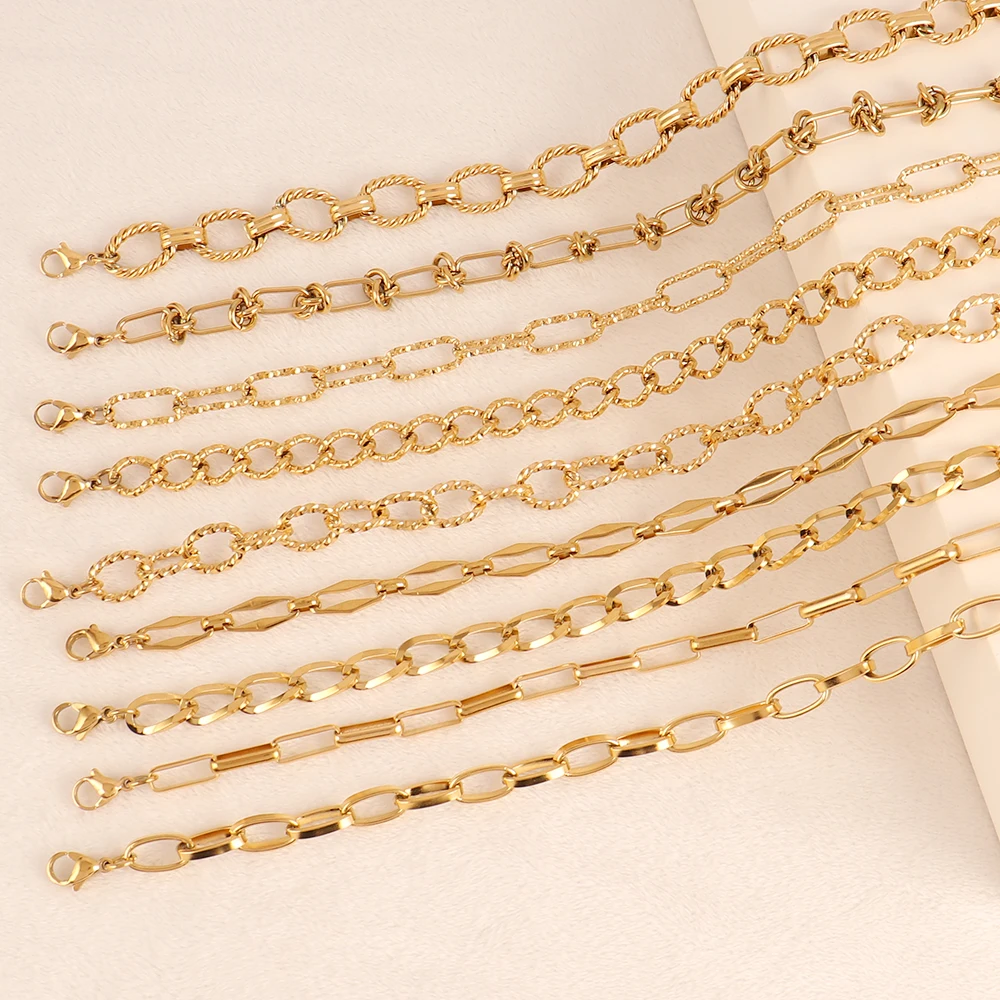 Naszyjnik ze stali nierdzewnej 316L złoty kolor gruby łańcuszek Choker naszyjniki dla kobiet naszyjnik biżuteria Boho kołnierz prezent hurtowo — zdjęcie 3