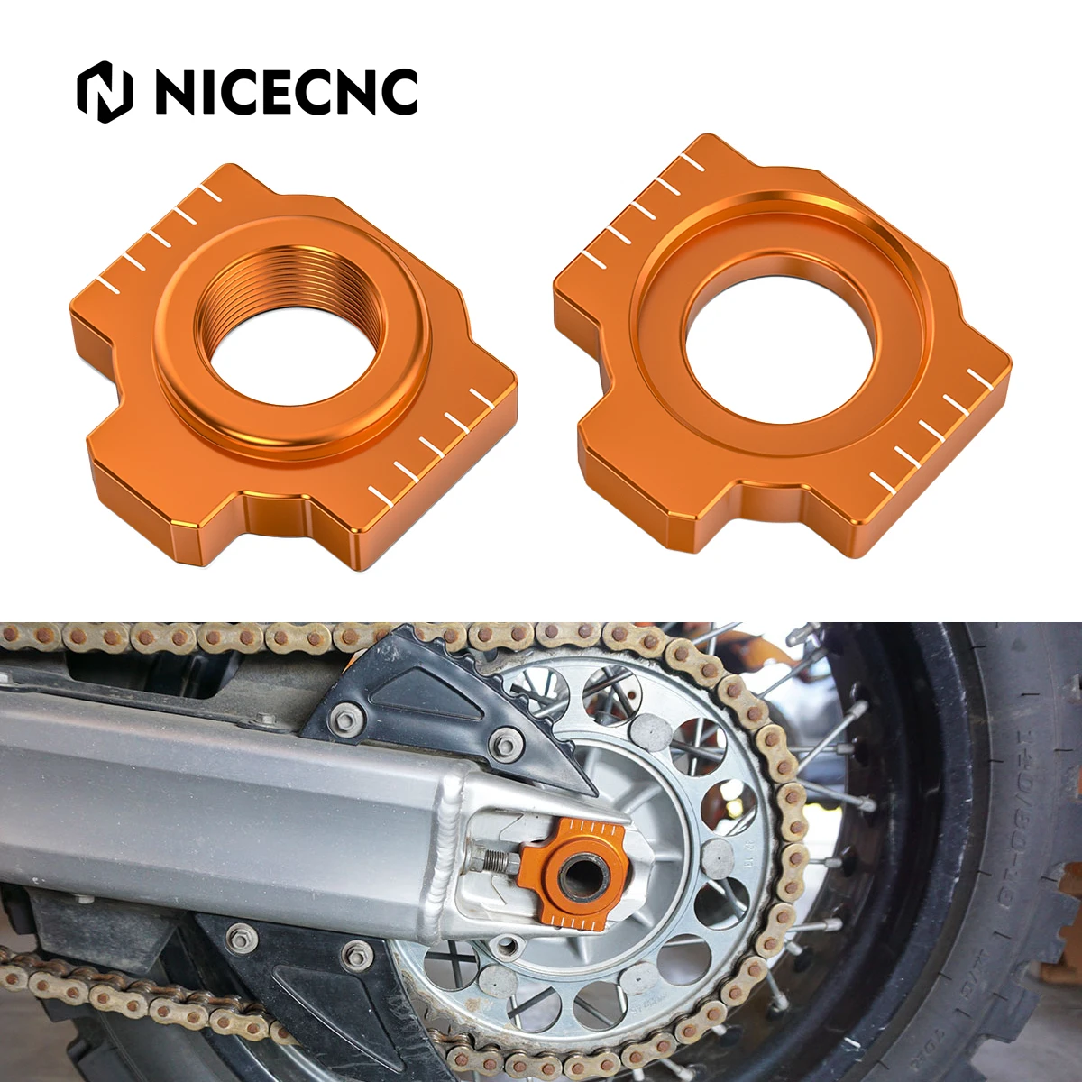 

For KTM 690 SMC R 690 Enduro Axle Block Chain Adjusters for KTM 790 Duke 890 ADV/R 950 LC8 990 SMT ADV 1190 RC8 1290 SAR SAS SAT