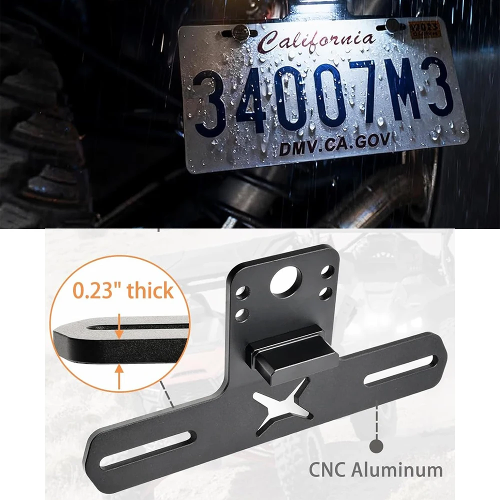 

Алюминиевый сверхмощный держатель номерного знака + белая светодиодная подсветка для ATV UTV для Polaris Ranger, General, RZR для Honda