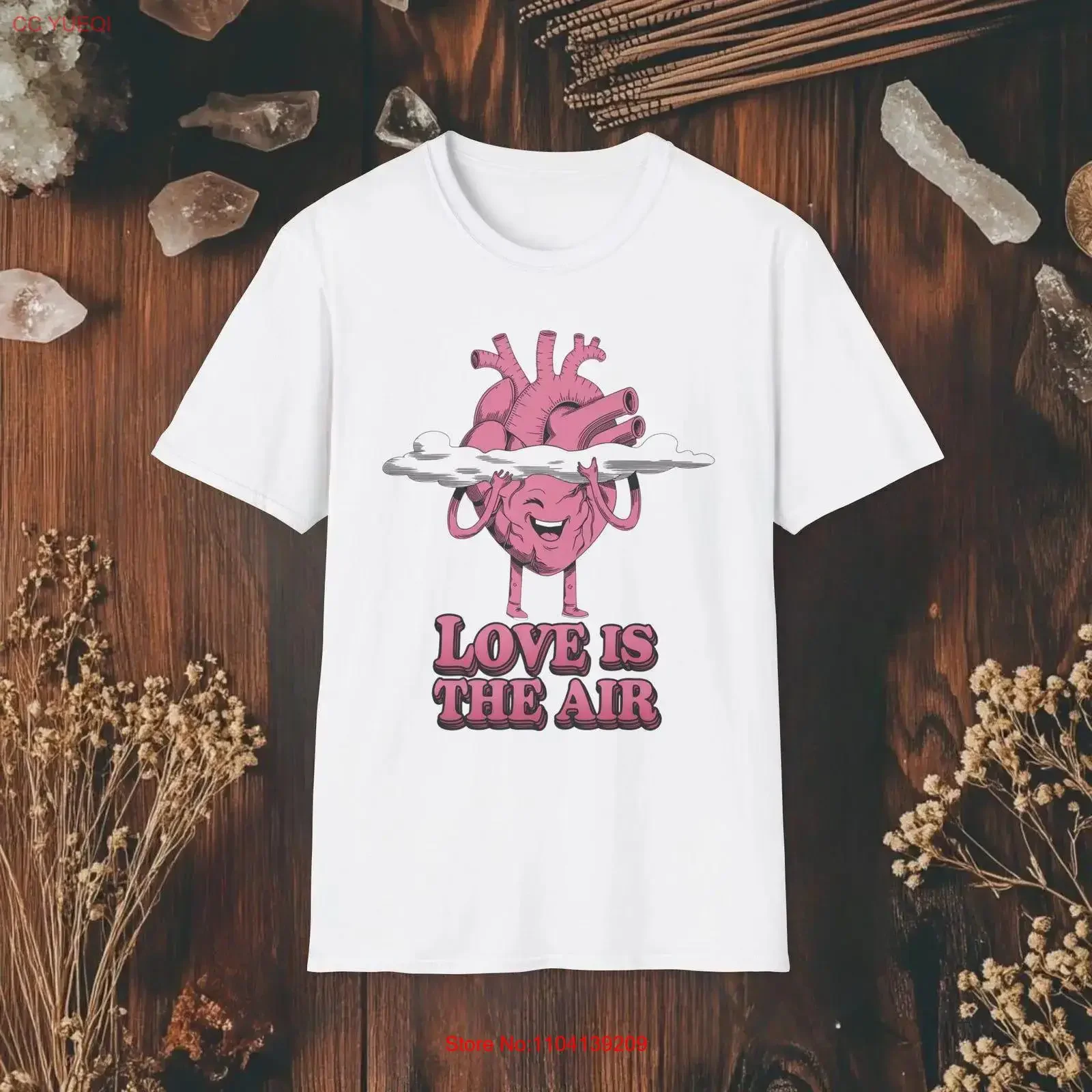Love Is The Air T Shirt Anthropomorphic HearT Pink Anatomical Cartoon vintage Washed Breathable Slightly Versatile homme