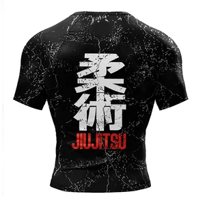 Poliéster Spandex compressão treinamento Rashguard, sublimação esportes ginásio blusas, No-gi bjj camisas, jiu jitsu, Kickboxing, novo, 2023 10 principais vendas camisa bj - №1