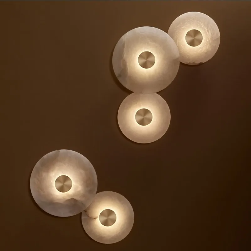 BGST Round Marble Corridor Light Modern Simple Creative Living Room Wall Bracket Light Bedside Wall Lamp for Bedroom
