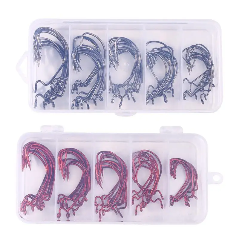 Fishing Hooks Set Metal Offset Fishing Hook Set 50PCS Wear-Resistant Fishing Gears User Friendly Fishing Hooks For Beginner