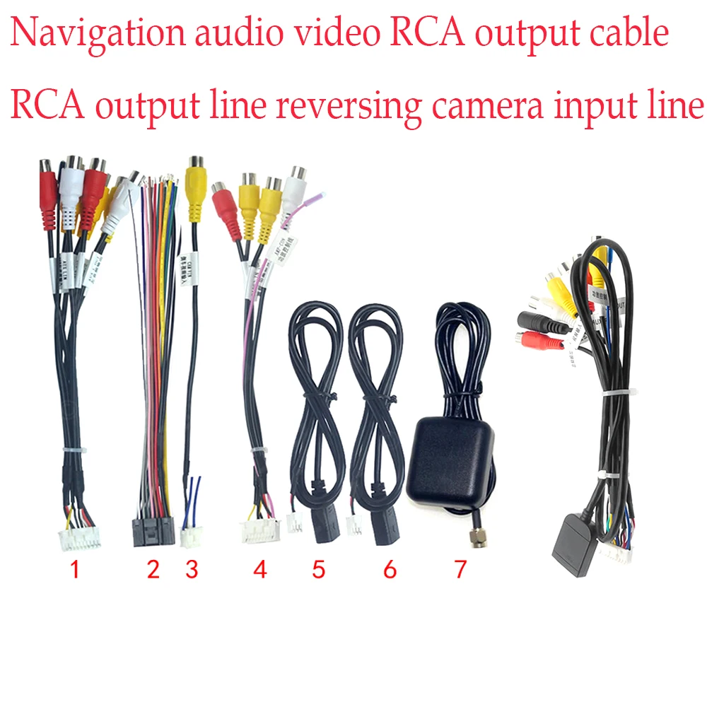 

Car Head Unit Stereo Wire Harness for Android Navigation Audio Video RCA Output Cable Reversing Camera Input Cable USB Antenna