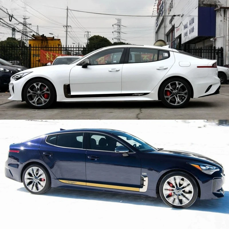 2 قطعة باب السيارة الجانب تنورة ملصق لكيا ستينغر السيارات الجسم ديكور ملصق حائط من الفينيل سباق الرياضة المشارب اكسسوارات السيارات