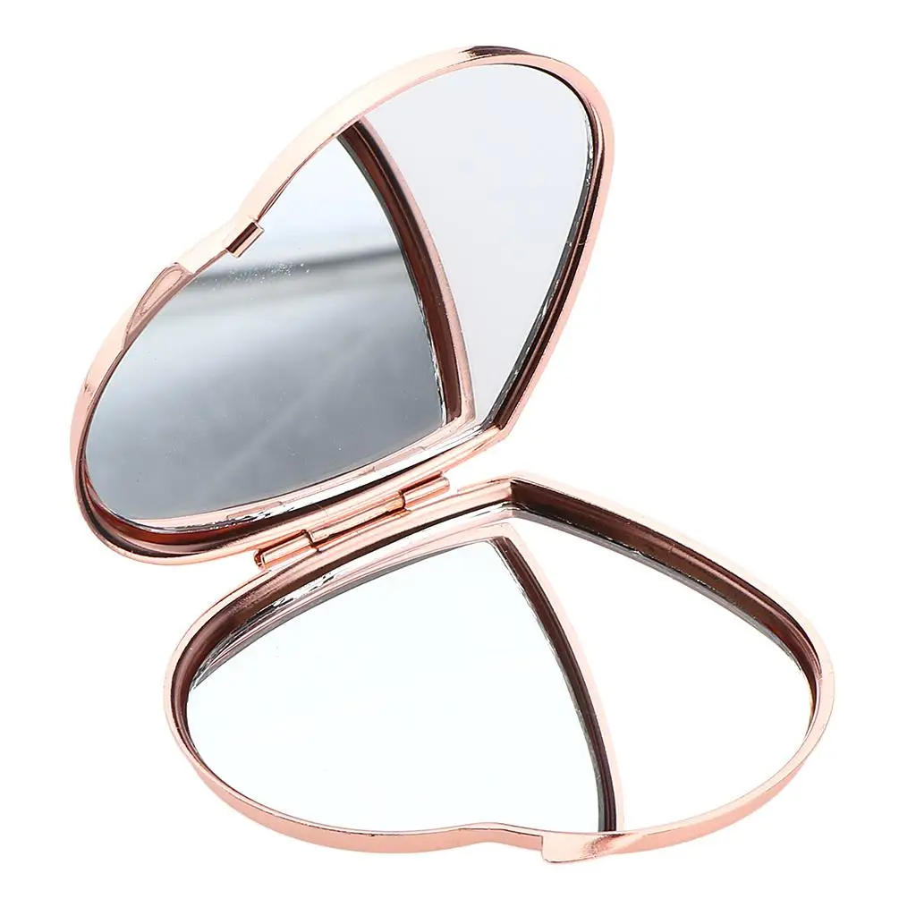 Heart Shaped Double Sided Compact Mirror Small Handheld Makeup Mirror for Pocket Purse or Travel Women Girl Mirror