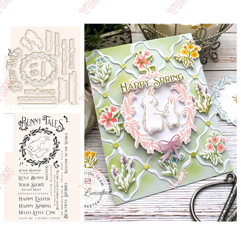 

Bunny Tales Cut Dies Silicone Stamps Scrapbooking New Make Photo Album DIY Paper Embossing Template Craft Greeting Card Handmade