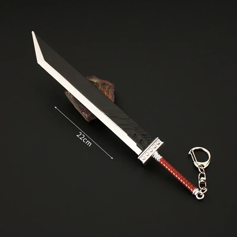 22cm/ 8.66in Fantasy Claud Destruction Sword Keychain katana Game Peripherals Weapon Props Metal Collectible Ornaments Boy Gifts