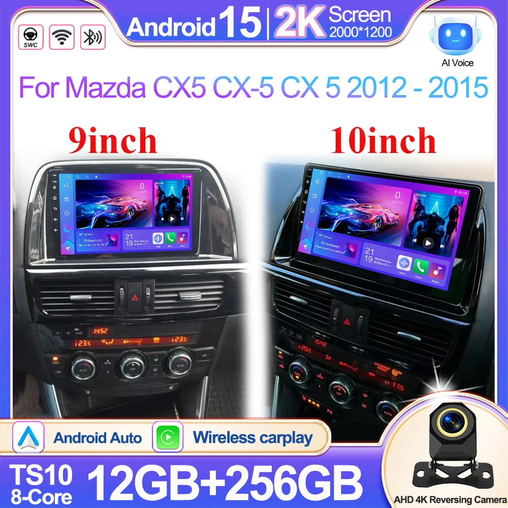 9/10 Inch Car Radio For Mazda Cx5 Cx-5 Cx 5 2012 - 2015 Android 16 Multimedia Video Player Carplay 2k 2000*1200px Touch Screen