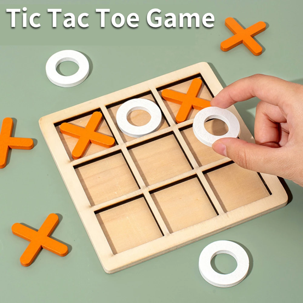 Tic Tac Toe Game Early Educational Toy Wooden Board Game Desk Decoration Classic Board Game Practice Hand Eye Coordination