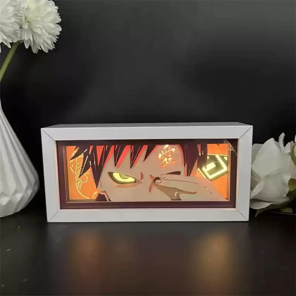 Naruto Anime Peripheral 3D Photo Frame LightManga Night Light Laser Carving Paper Lamp LightBox Table Lamp Room Decoration Gift