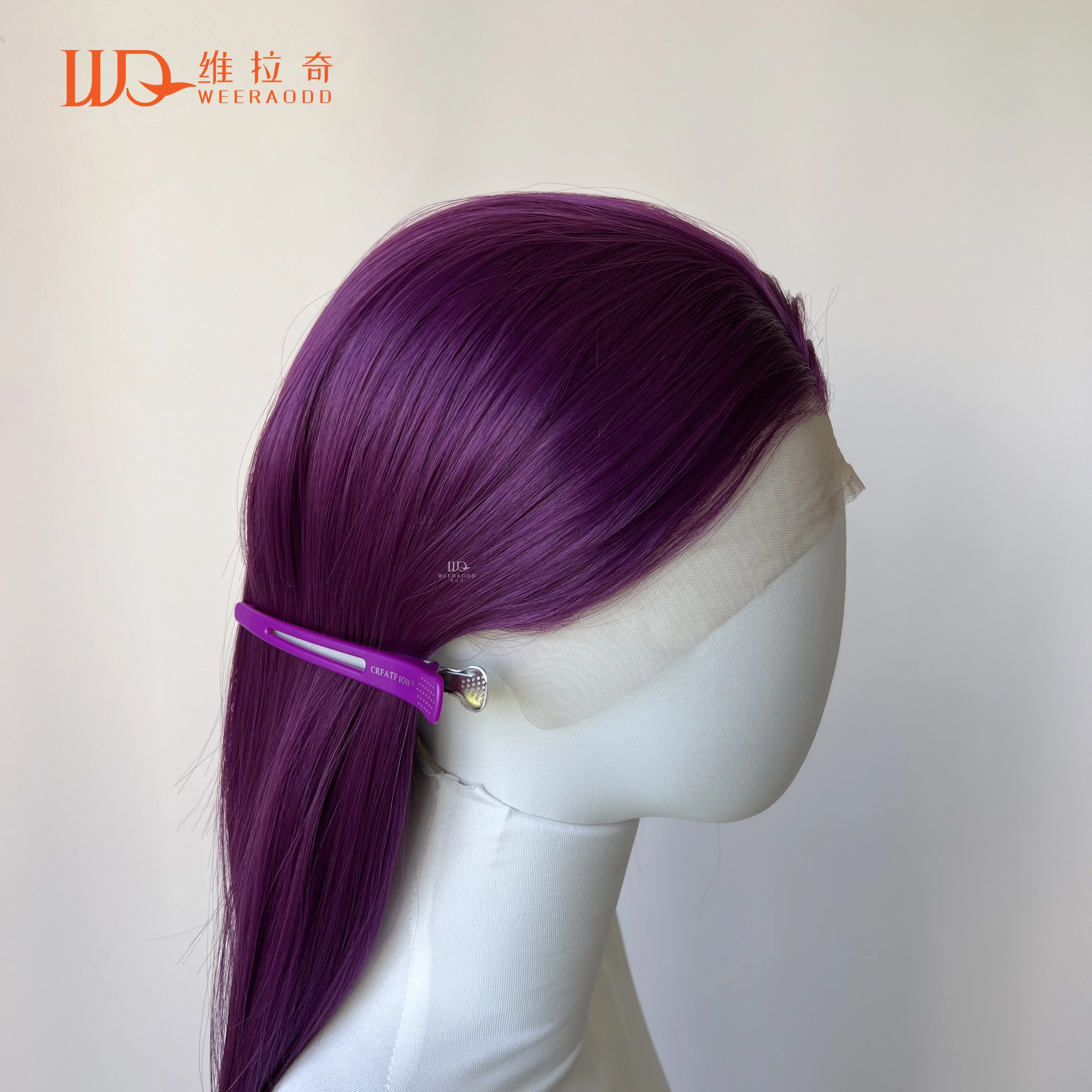 Lila 13x4 synthetische Lace-Front-Perücken für Frauen, hitzebeständiges Haar, leimlose Perücke, 66 cm lange, seidige, gerade Perücke, 150 % Dichte