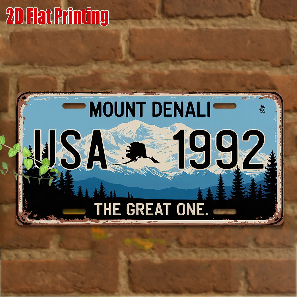 2D Flat, 2D Flat Printing, 1pc, Vintage Metal Sign, Only for decoration, Outdoor Wall Art (29.97cm * 14.99cm), MOUNT DENALI Alum