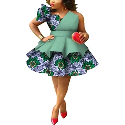 Abiti africani per le donne Abiti multistrato senza spalline con stampa Ankara Dashiki Abito da sera per matrimoni per feste Abbigliamento africano WY4213