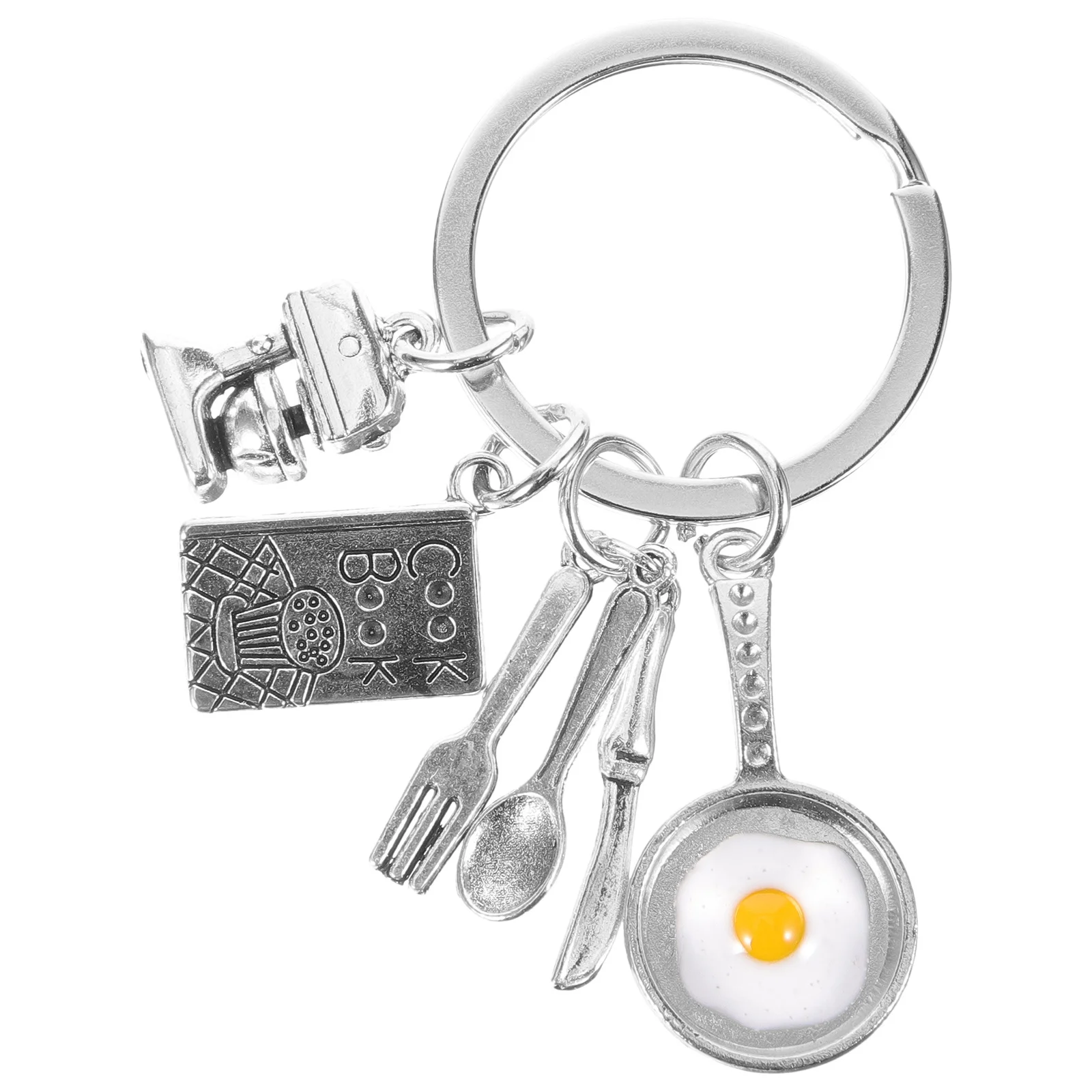 2 قطعة سطح أملس البيض المقلي أواني المفاتيح حقيبة الظهر قلادة ملحق عيد الشكر هدية سلسلة المفاتيح للنساء