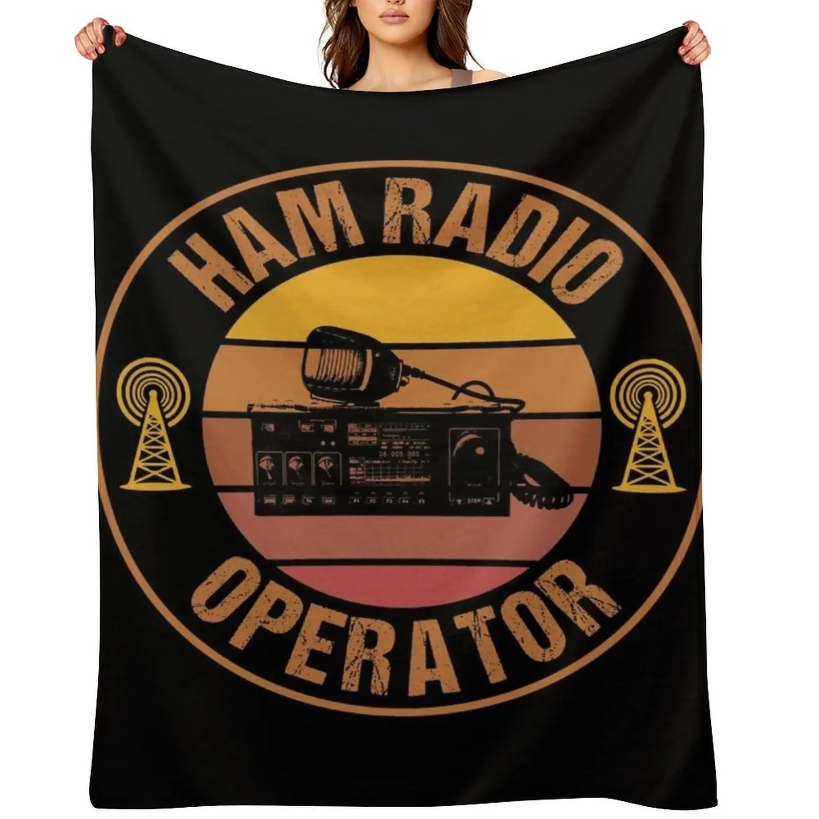 Vintage Ham Radio Operator Throw Blanket Soft Weighted Quilt Decorative Throw Blankets