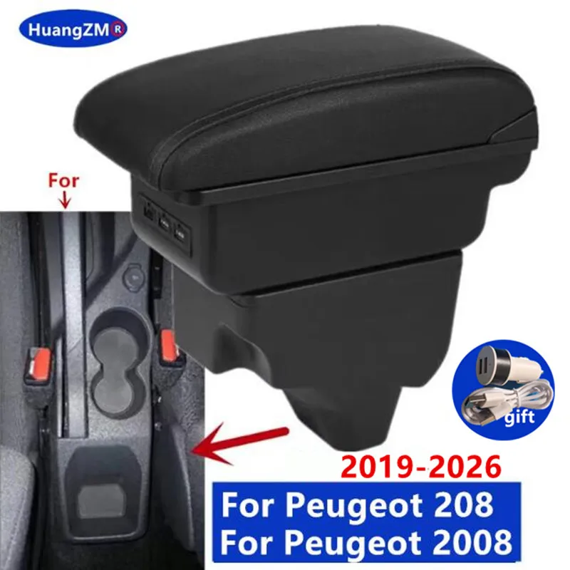 Für Peugeot 2008 Armlehnenbox für Peugeot 208 2019-2026 Auto-Armlehnen-Aufbewahrungsbox Spezielle Nachrüstteile Innenraum-Autozubehör