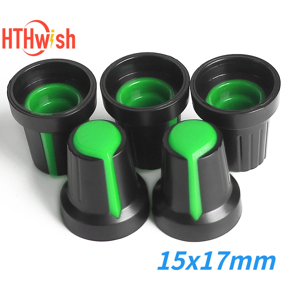 

5PCS WH148 15X17mm Potentiometer Switch Knob Cap 6mm AG2 Green Plastic Knobs Plum Handle Kit