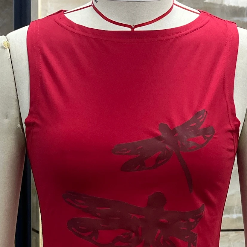 

Y2K Women's Slim Fit Tank Tops Classic Dragonfly Print Sleeveless Boat Neck Vest Tops Shirts