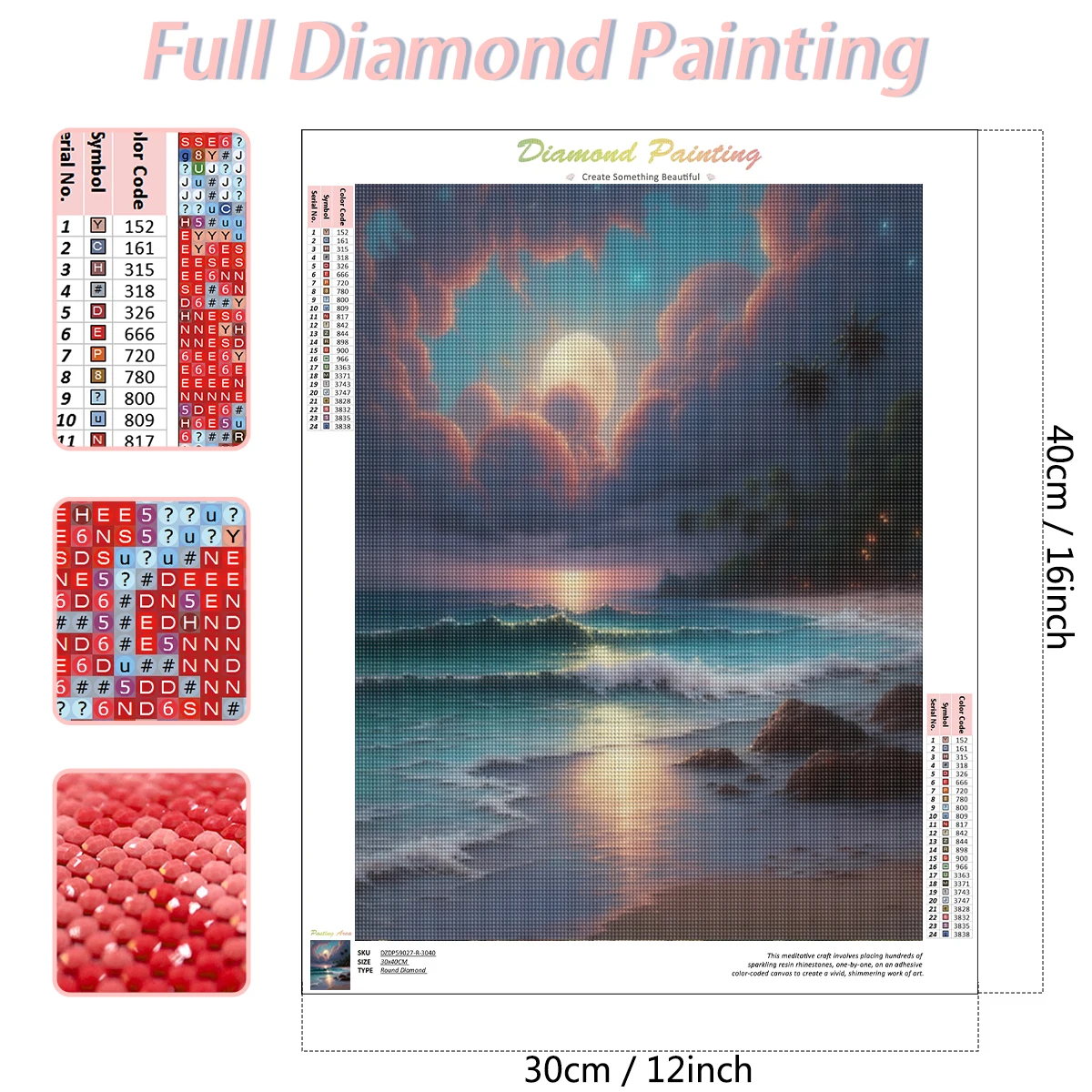 RUOPOTY Colors 5d Seaside Diy Diamond Painting Kits Embroidery Evening Landscape Rhinestone Cross Stitch Mosaic Crafts Home Deco