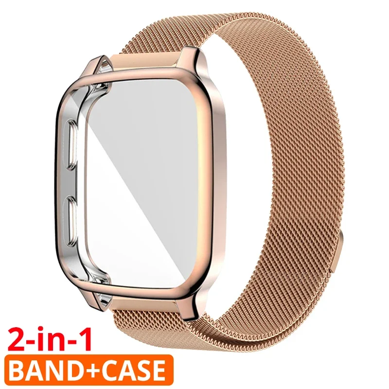 Magnetic Loop Strap for Garmin Venu Sq /SQ 2 Music Watch Bracelet Silicone Protector Cover Case+Band Metal for Garmin Venu Sq