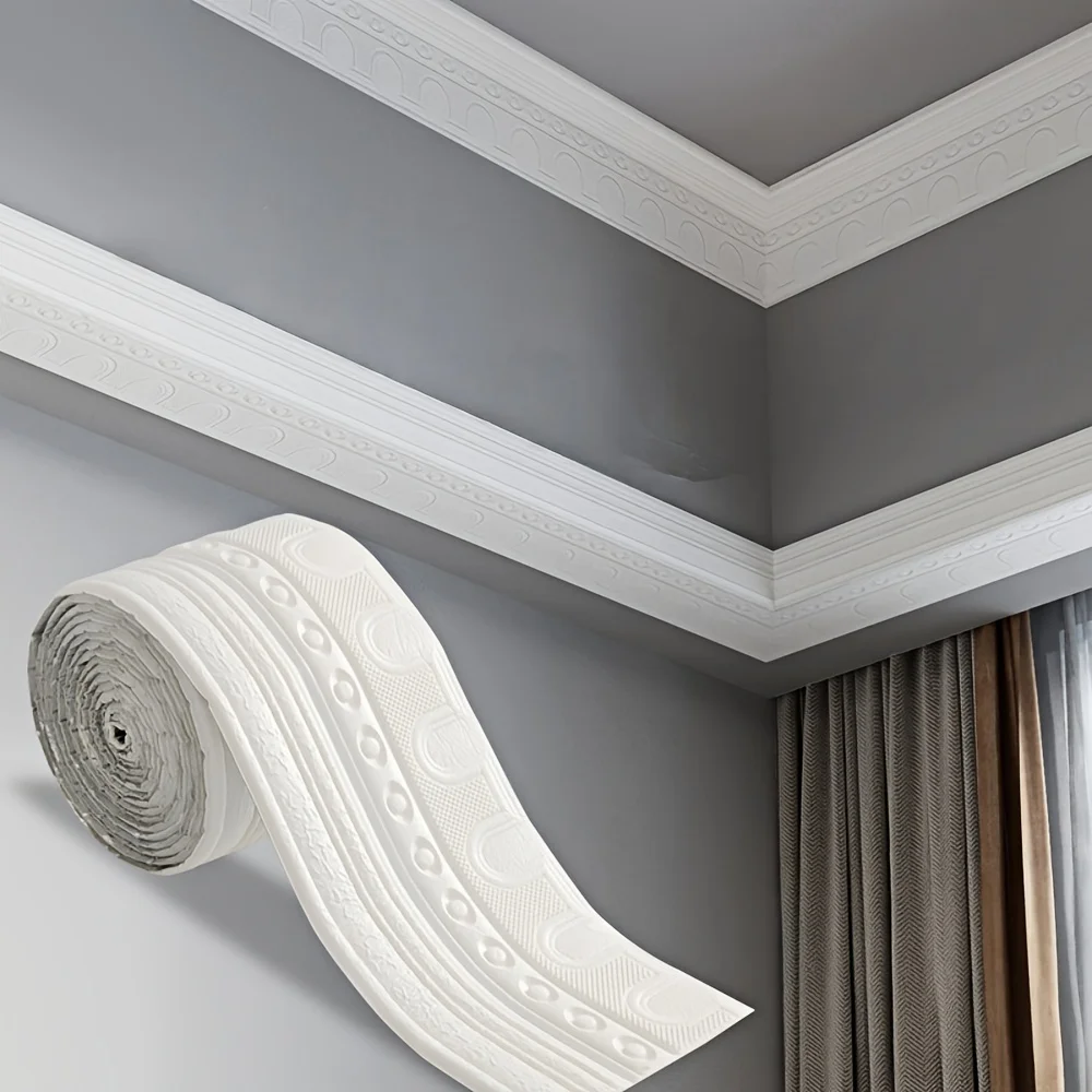 1 قطعة 2.3 متر/90.55 بوصة جدار ديكور الجدار ملصق الحدود الخصر خط خلفية ثلاثية الأبعاد نمط ذاتية اللصق غرفة المعيشة