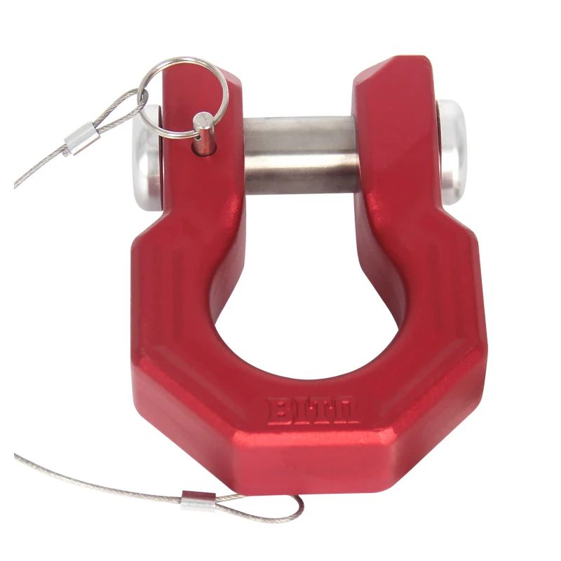 15ton Hot sale 7075 aluminum alloy forge Shackles For Tow Strap Winch Off Road Traction rescue Red/Black tow hook