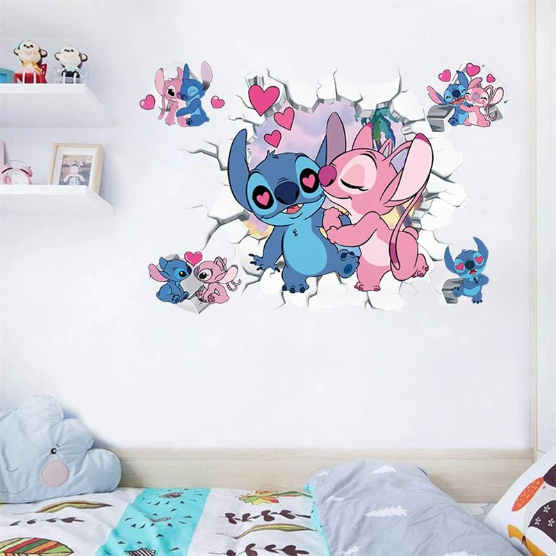 Cartoon  Lilo & Stitch Stitch Wall Stickers For Kids Room Home Bedroom PVC Decor Cartoon Movie Mural Art Decals