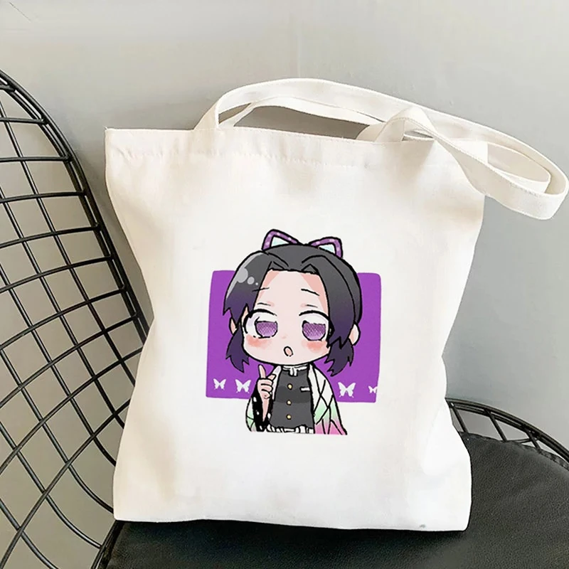 Sac à bandoulière en toile Demon Slayer pour femmes, fourre-tout de Shopping de grande capacité de bonne qualité, sac à épaule de dessin animé japonais