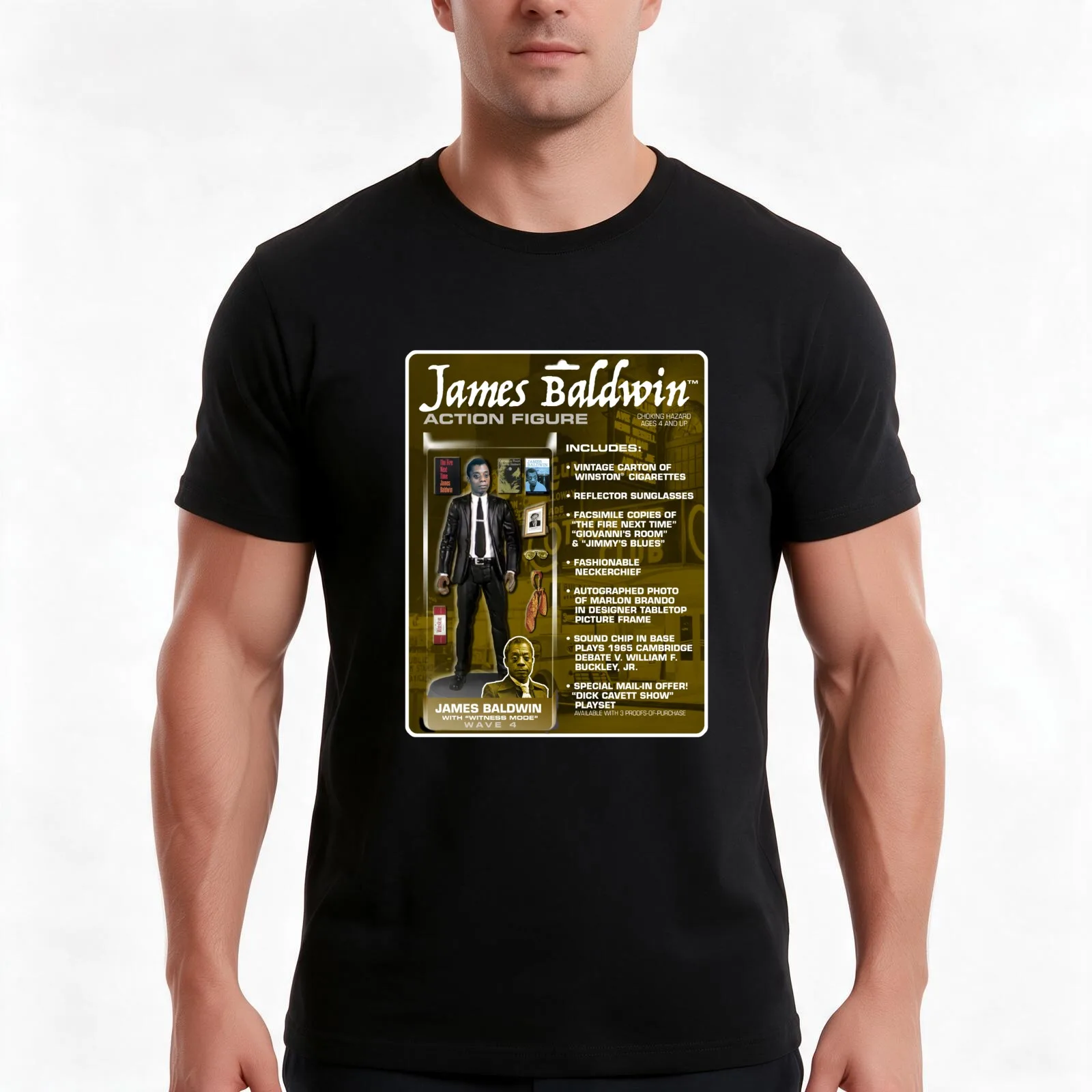 James Baldwin? Action Figure T-Shirt Summer Casual Cotton Tee Oversized Streetwear Tops Vintage Graphic Print 100% Cotton