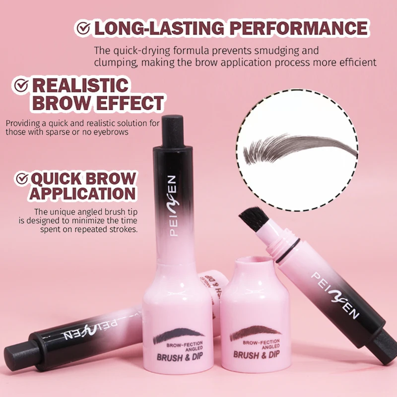 1Pc Dual-Action luchtkussen wenkbrauwtint, waterdicht, zweetbestendig, veegvast voor een natuurlijke wilde wenkbrauwlook