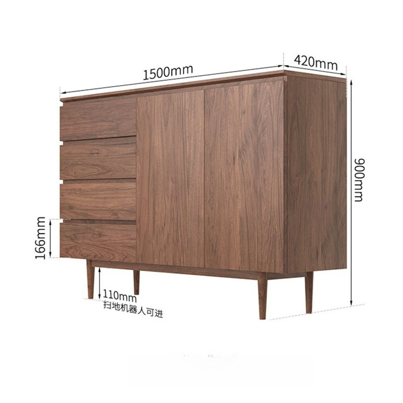 

North American imported black walnut, dining side cabinet solid wood wine cabinet, modern simple living room storage bedroom