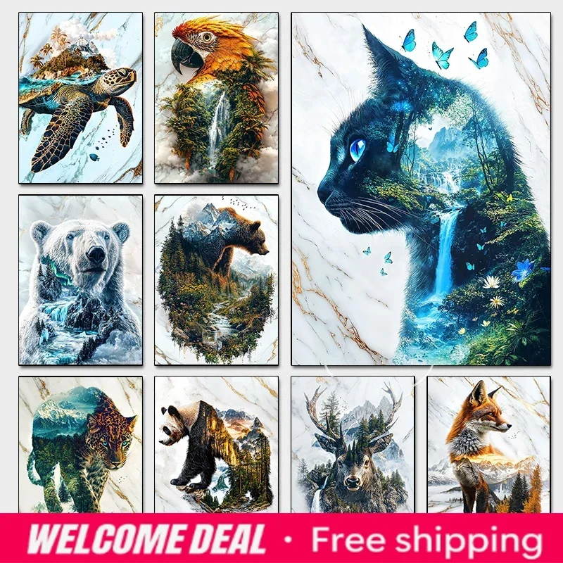 2026  Majestic Spirit Of The Wild Posters Animals Bear Phoenix’s Rebirth Prints Canvas Painting Wall Pictures Home Living Roo