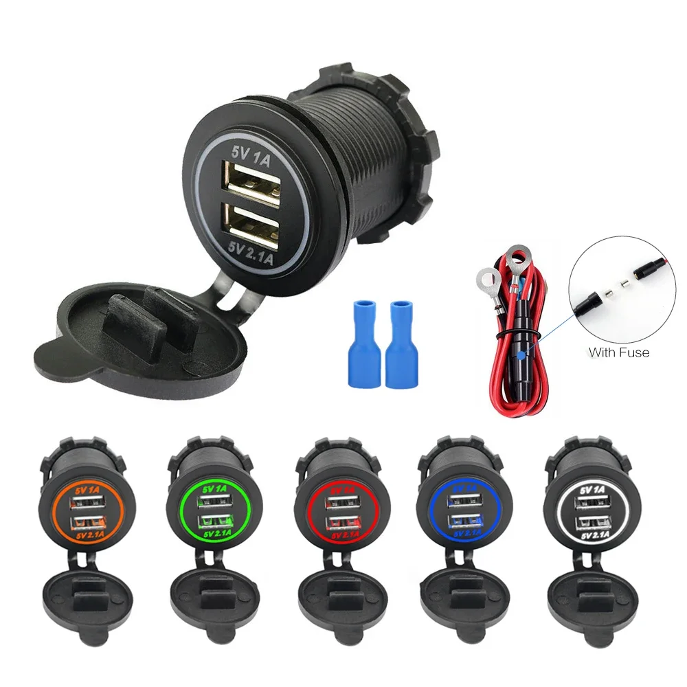 

3.1A Universal Car Charger Vehicle DC12V-24V Waterproof Dual USB Charger 2 Port Power Socket for Smartphone Car Boat Marine