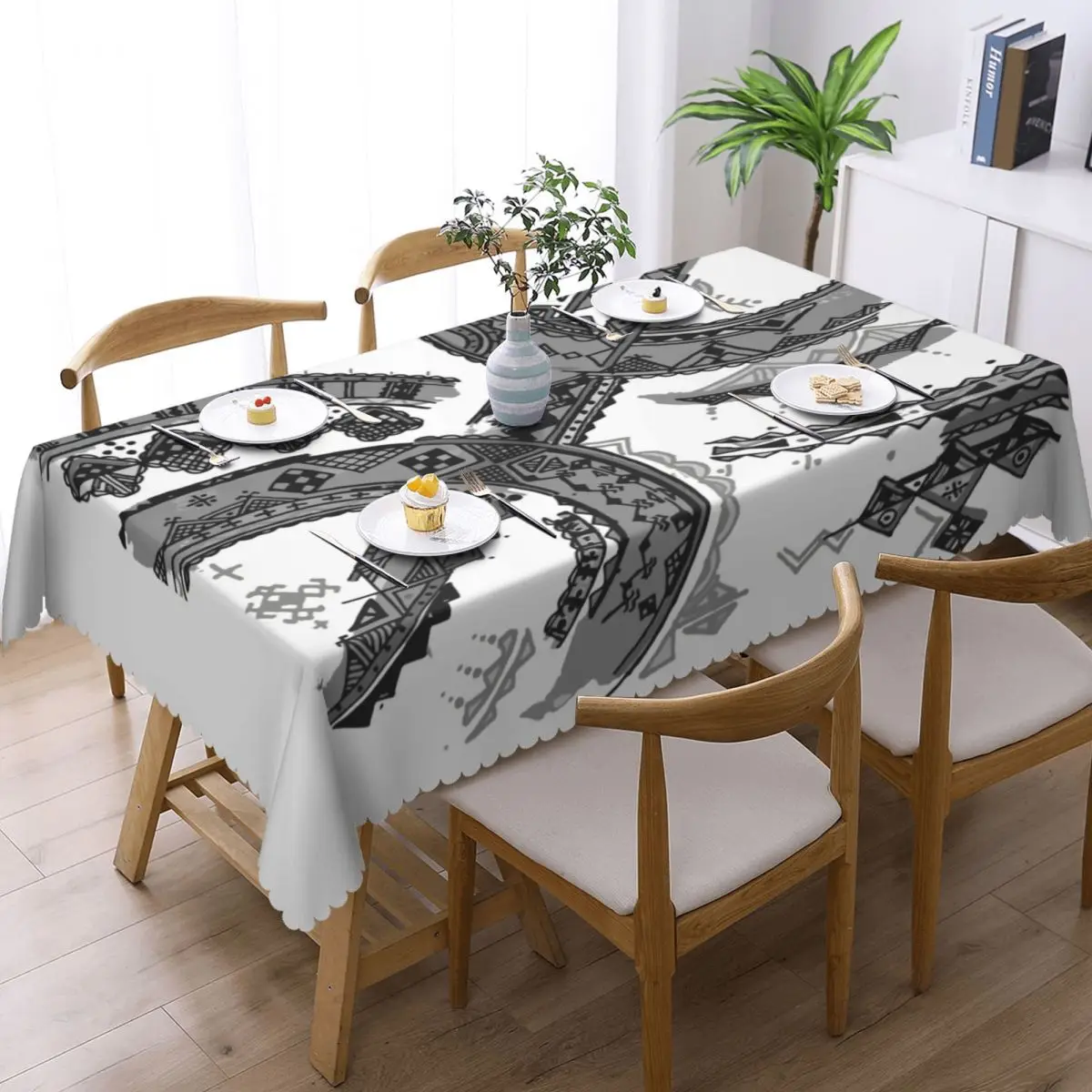 Customized Z Imazighen Rectangular Tablecloth Oilproof Table Cloth Berber Kabyle Carpet Table Covers