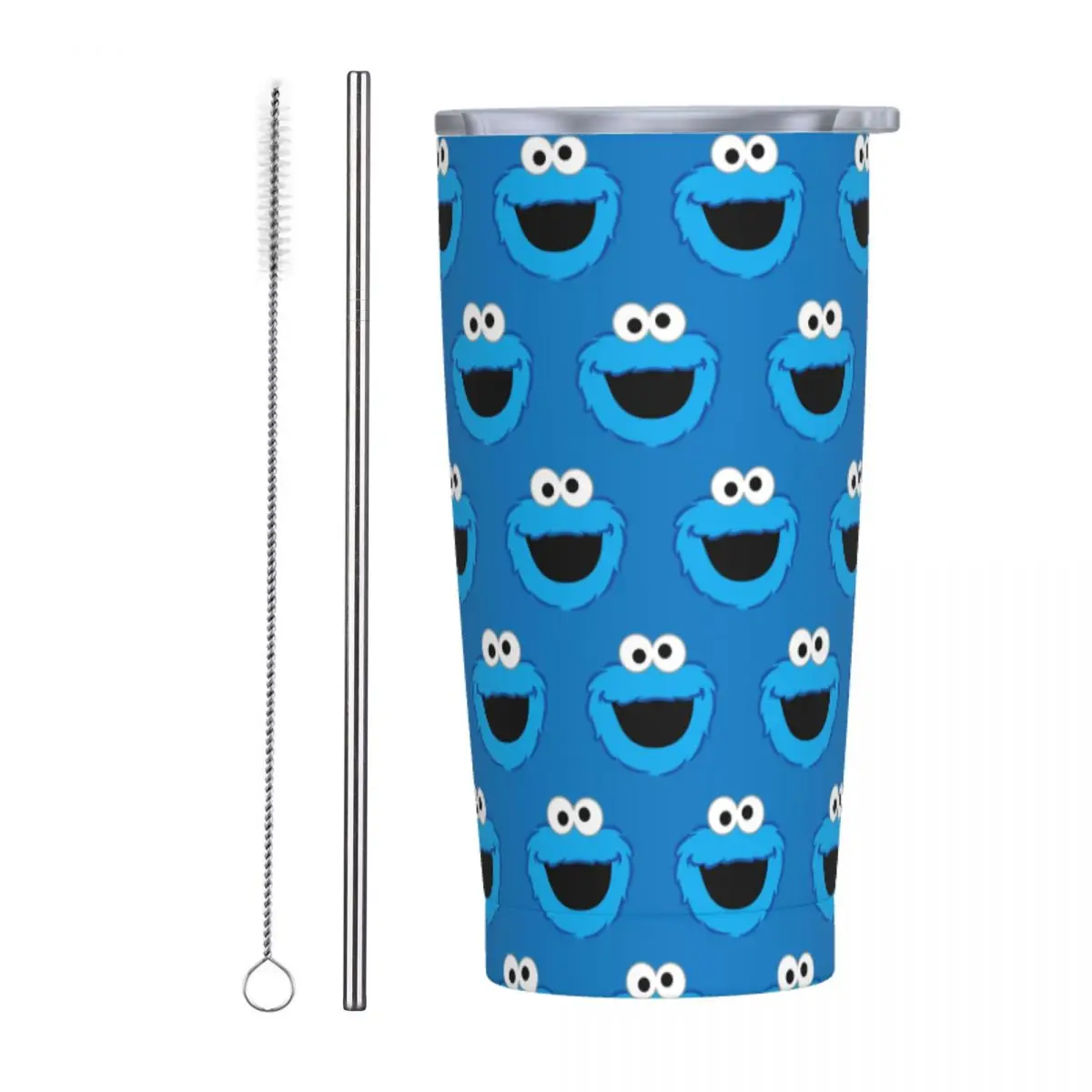 Smiling Cookies Monsters Tumbler With Lid and Straw Stainless Steel Mugs Cup Double Wall Vacuum Insulated for Cold and Hot 20oz