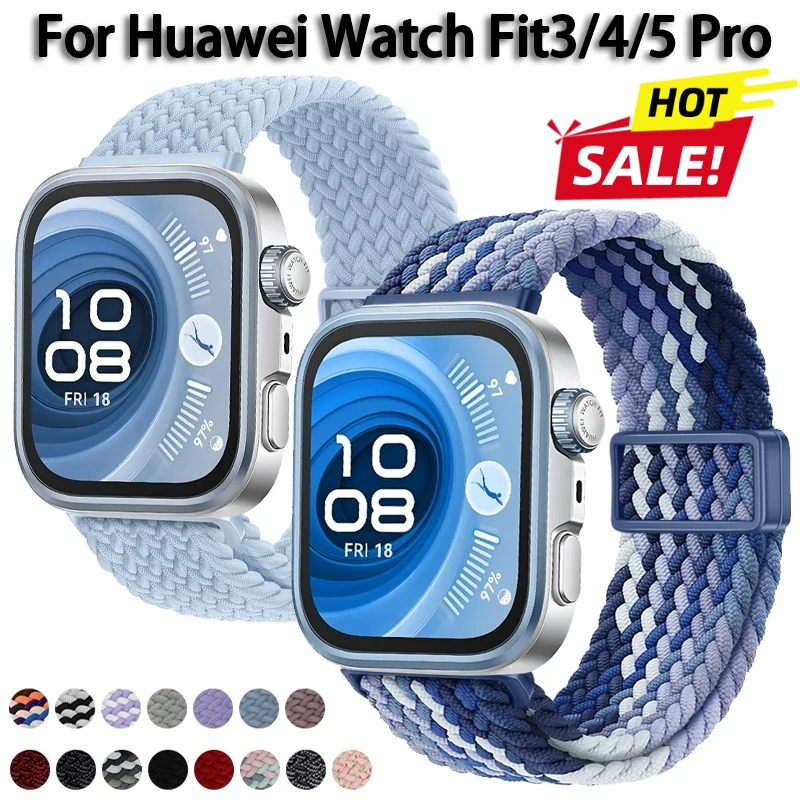 Correa magnética de nailon trenzado para Huawei Watch Fit 3/4/5, pulsera cómoda ajustable para Huawei Watch Fit 5/4 Pro