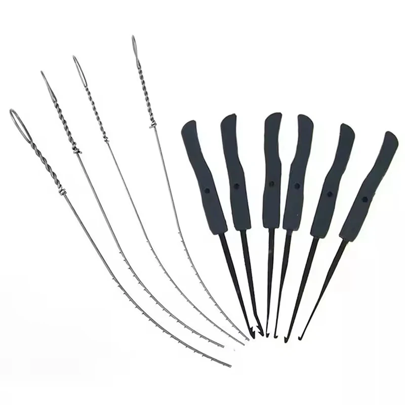 Crochets de retrait multifonctionnels en acier inoxydable, 10 pièces, visibles, outil manuel de bricolage, ensemble de choix de serrure, fournitures extracteur de clé