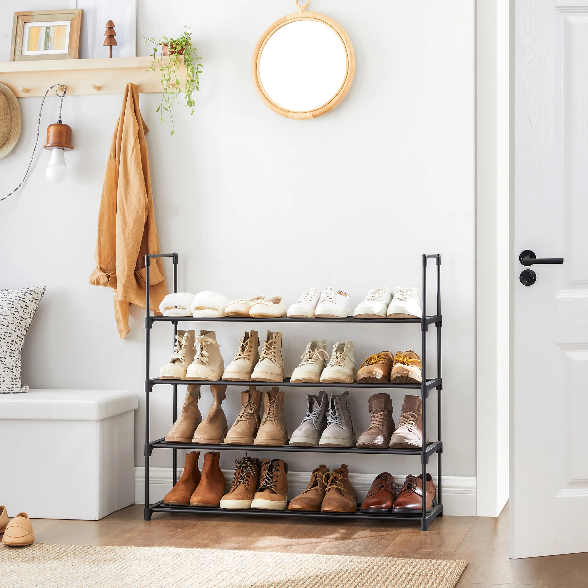 SONGMICS Shoe Rack, 4-Tier Shoe Organizer, Hold up to 20 Pairs of Shoes, Stackable Shoe Tower for Living Room, Entryway image 2