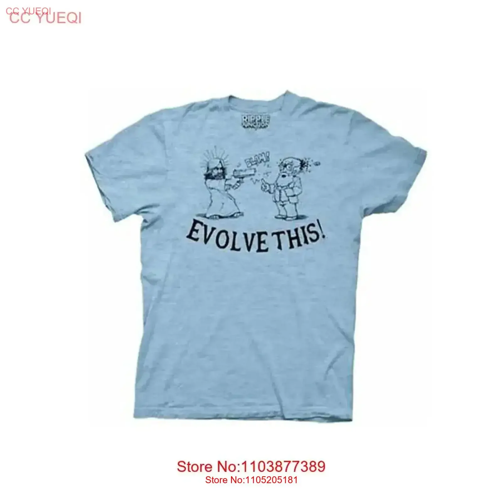 T-shirt bleu clair pour hommes adultes, film Paul Evolve This Jesus Shooting Darwin, haut délavé vintage pour un usage quotidien, respirant