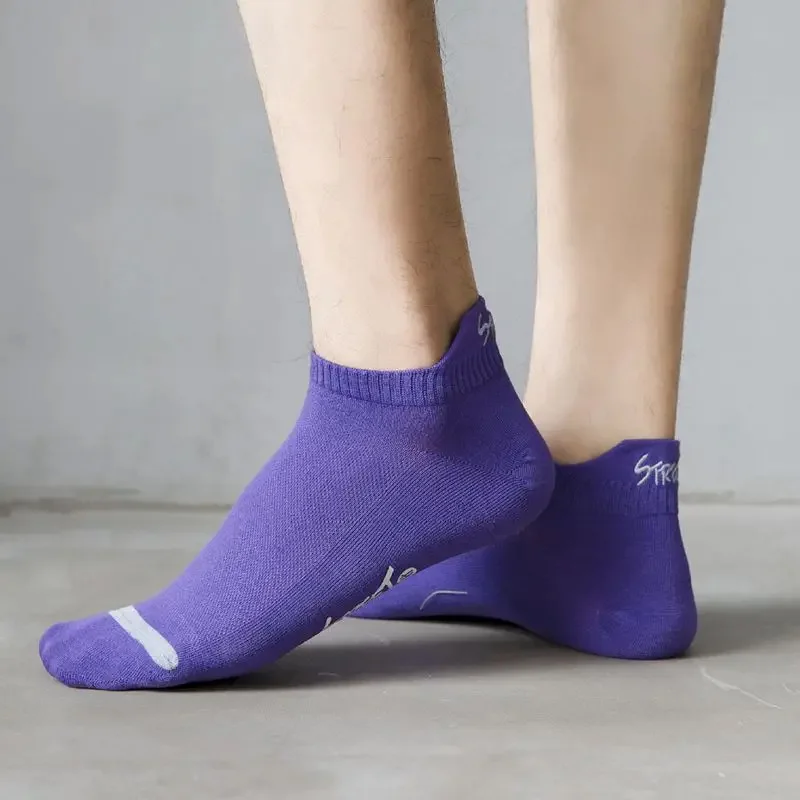 5 Pairs Bright Color Ankle No Show Socks Men Breathable Street Fashion Sport Deodorant Invisible Travel Running Socks