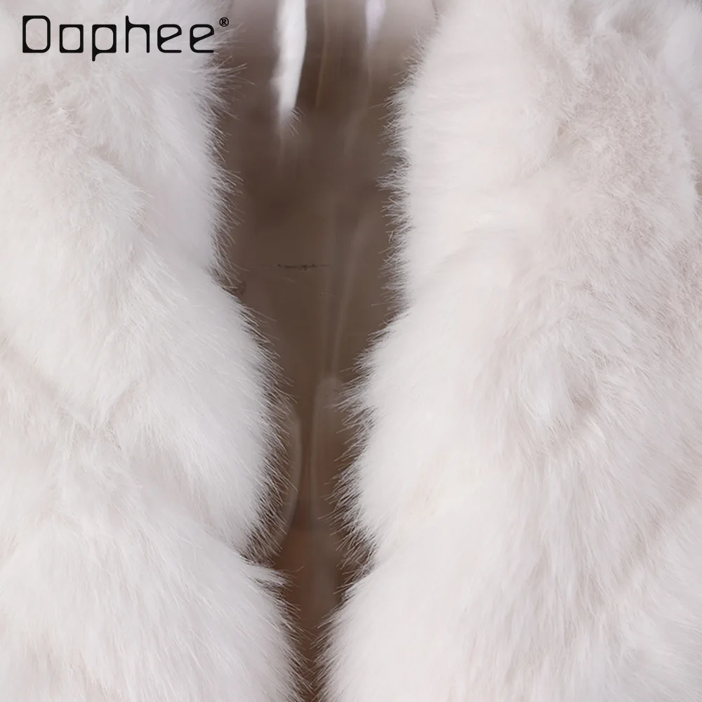 Large Lapel Loose Casual Mid-length Wool Coat for Women Winter New Office Lady Fashion Versatile Thicken Warm Faux Fur Coat