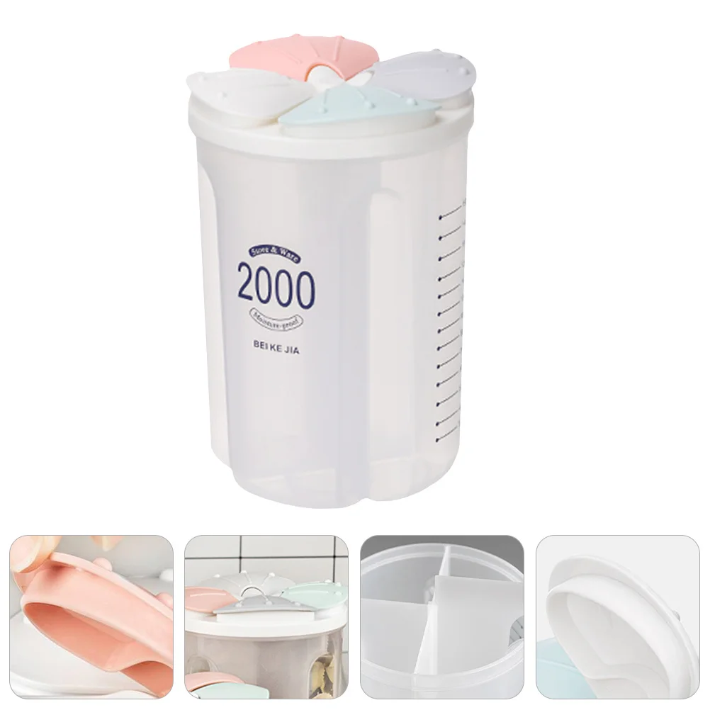 

4 Compartment Storage Container Transparent Food Grade Pp Airtight Kitchen Cereal Organizer Dried Food Jar Plastic Storage Boxes