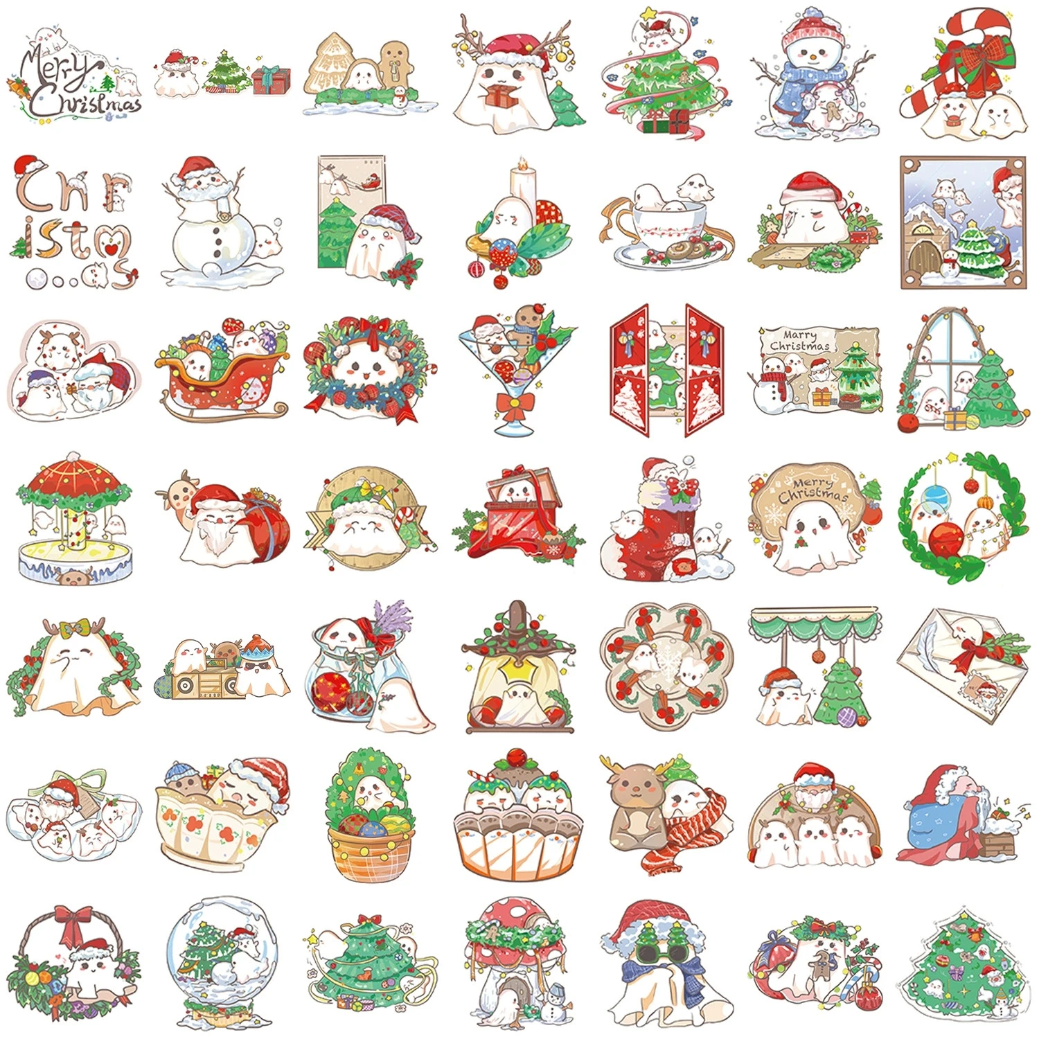 100PCS Cartoon Christmas Ghost Graffiti Stickers Guitar Notebook Luggage DIY Waterproof Stationery Stickers